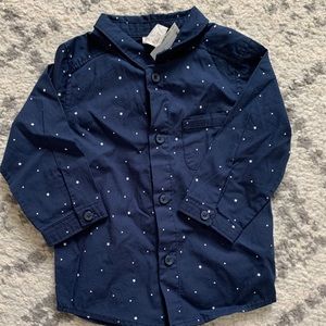 Baby Boy Navy Blue Dress Shirt - 6/9m - H&M